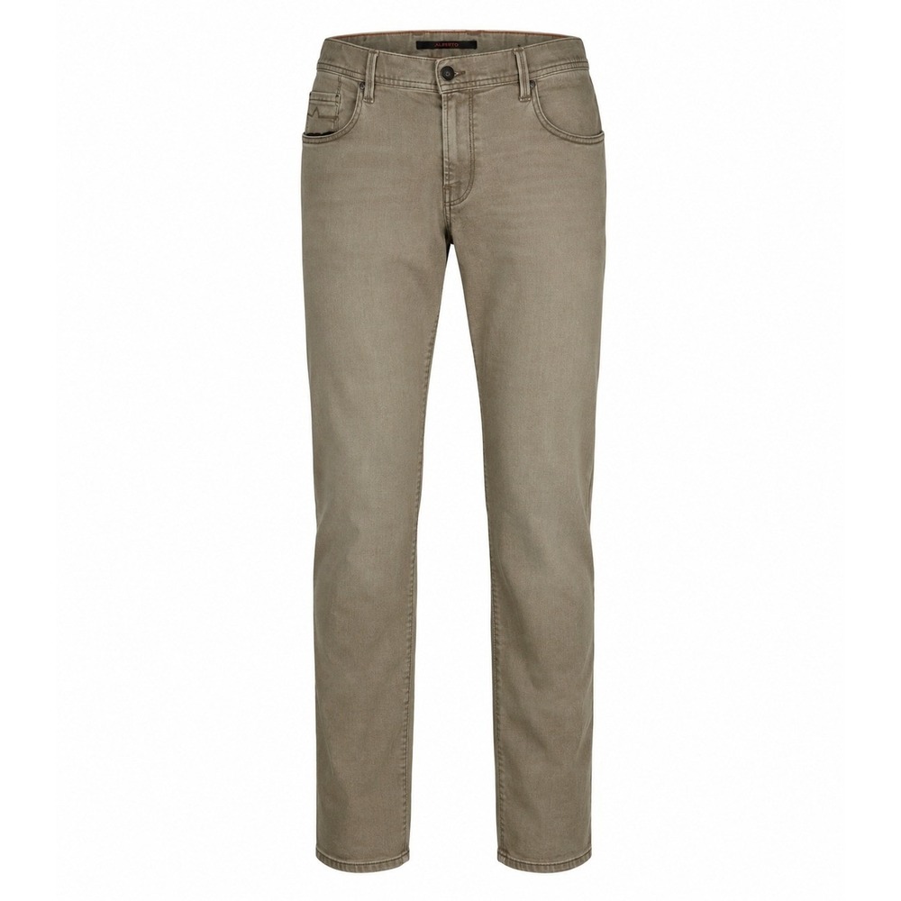 Alberto Pipe Regular Slim Fit Jeans Mens 36x32 Tan Brown Coloured Denim Pants
